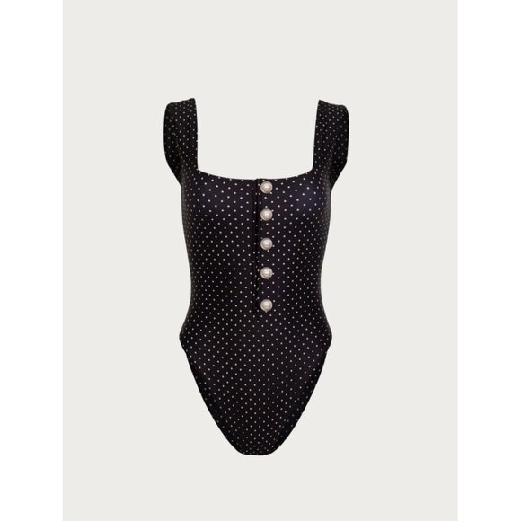 SAME Los Angeles One Piece Swimsuit Womens Size Medium Black Polka dot  Grace - Picture 1 of 4